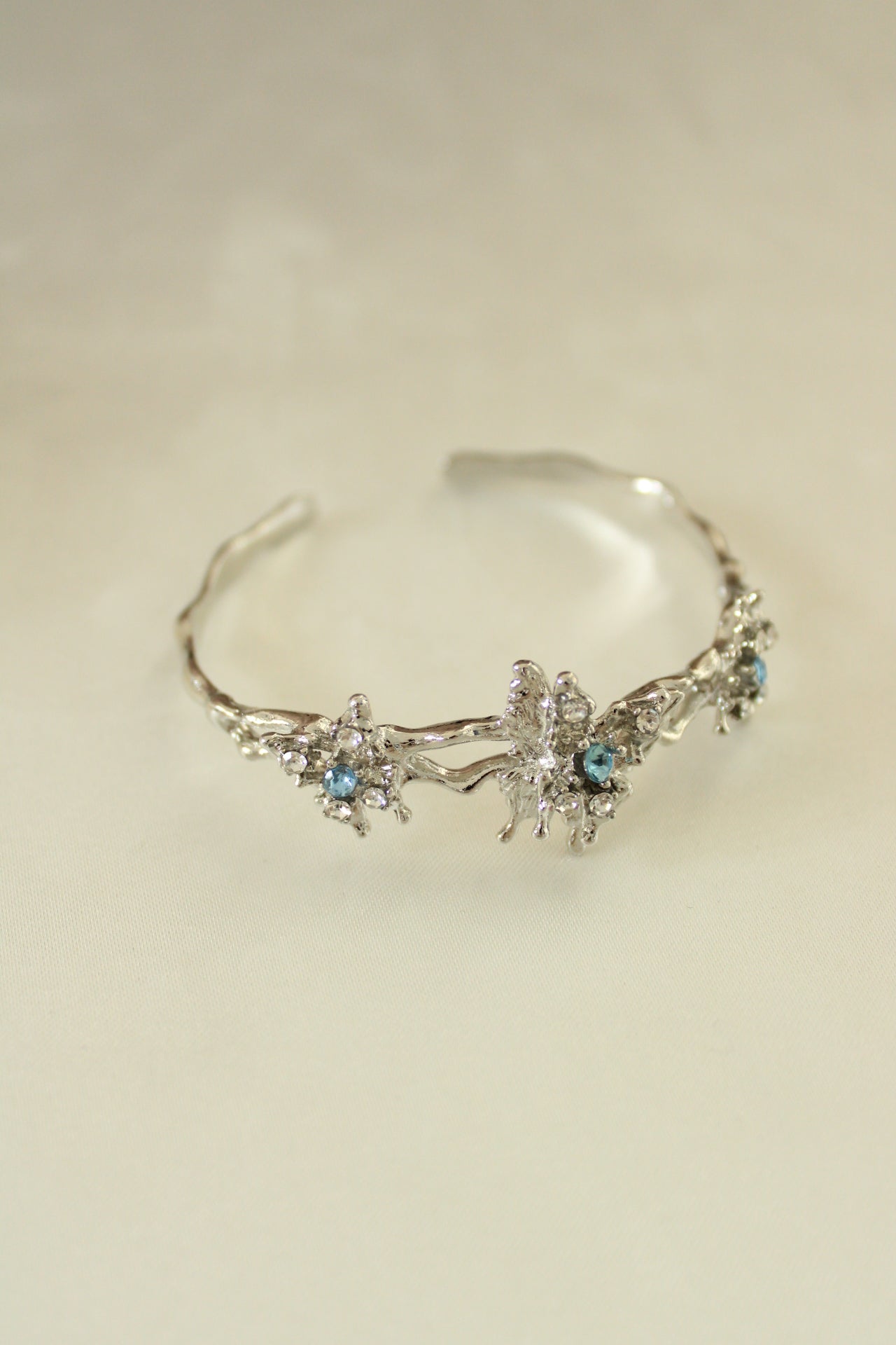 Gothic Blue Butterfly Adjustable Bangle Bracelet