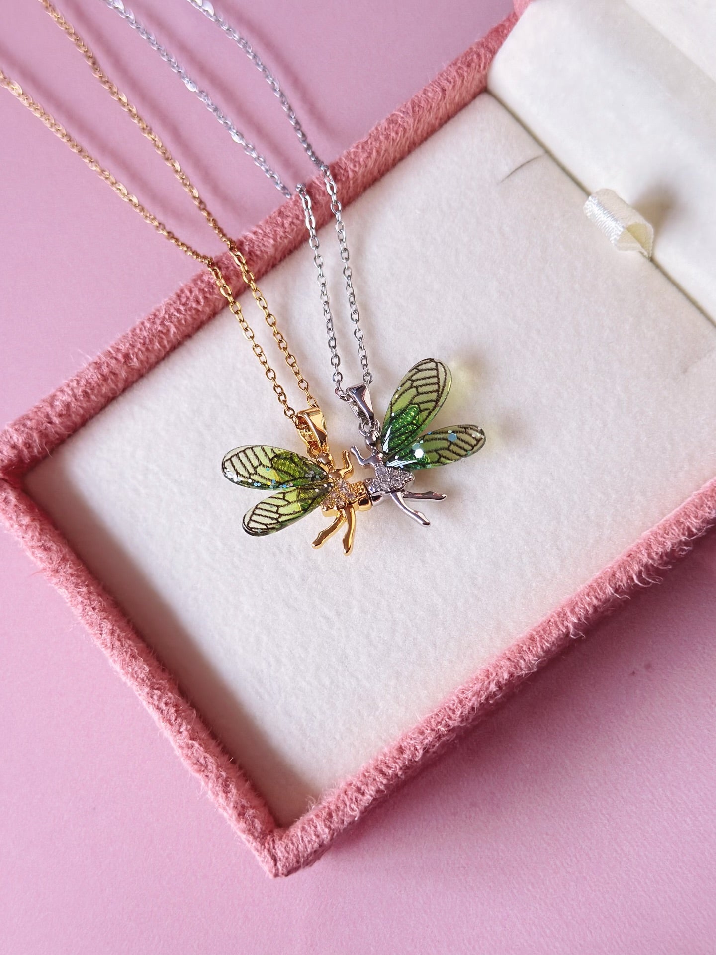 Stainless Steel Fairy Girl Best Friend Magnetic Necklace Set