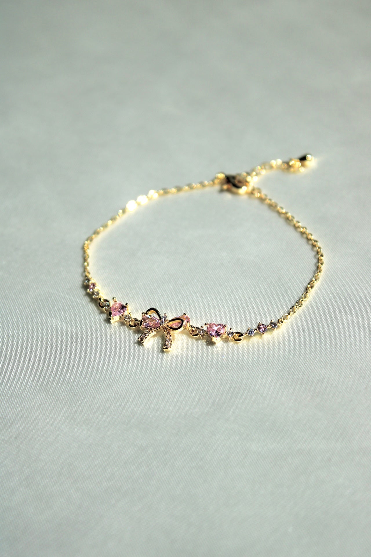Steel Pretty Rubilace Pink Heart Bow Bracelet