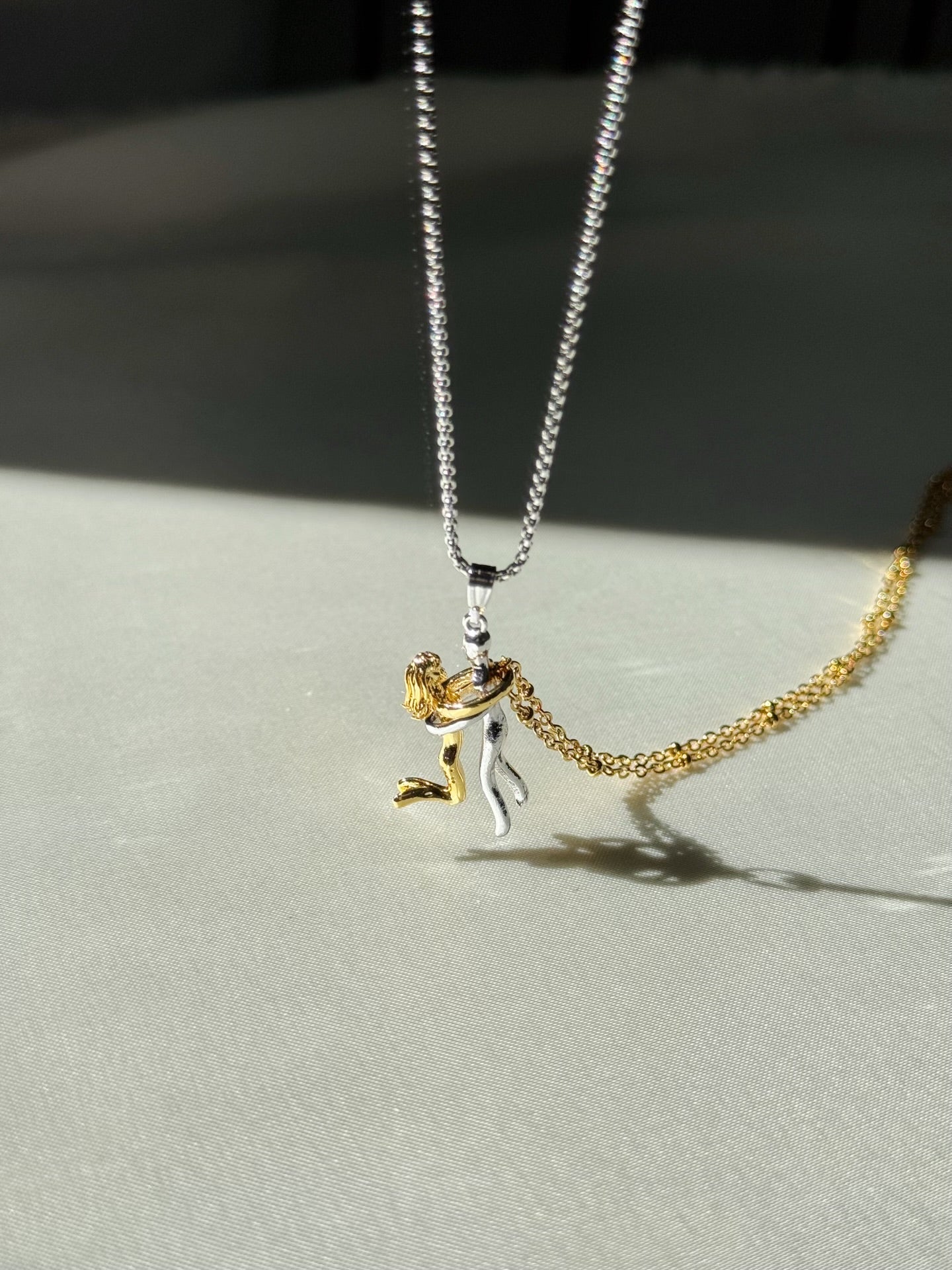 Couple Matching Stainless Steel Hug Me Necklace