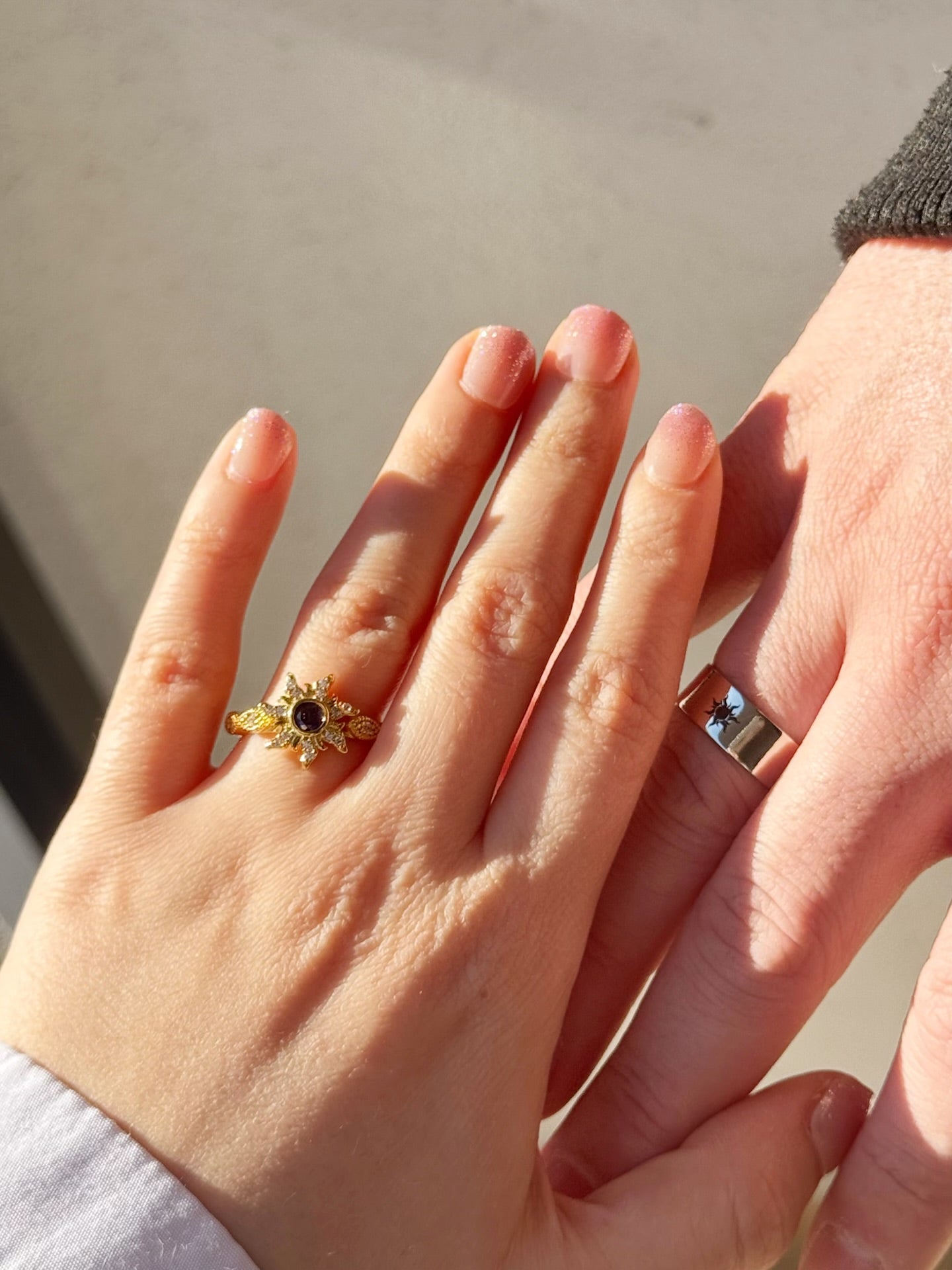 Purple Elegant Shiny Sun Rapunzel & Flynn Rider Inspired Couple Rings