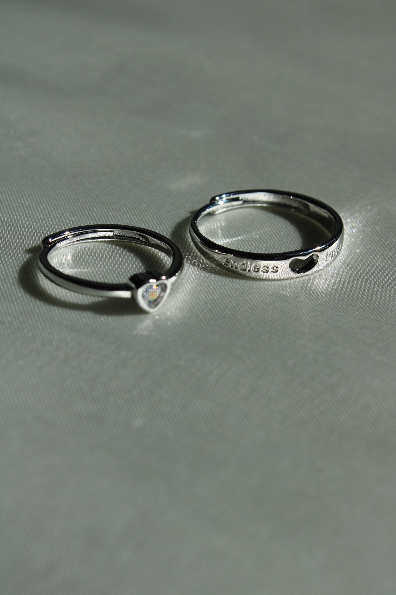Endless Love Matching Heart Adjustable Rings