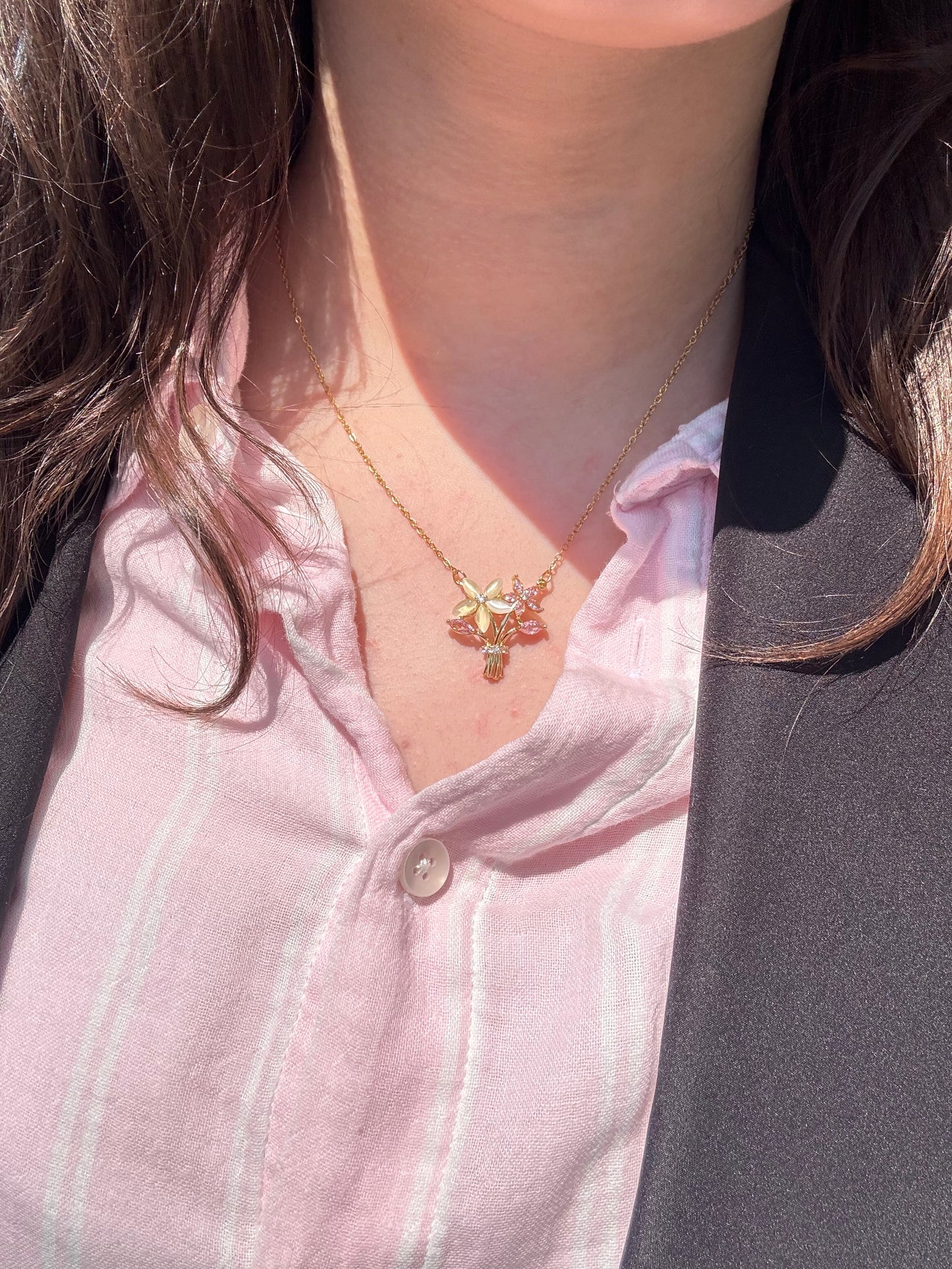 Stainless Steel Narcissus Flower Necklace