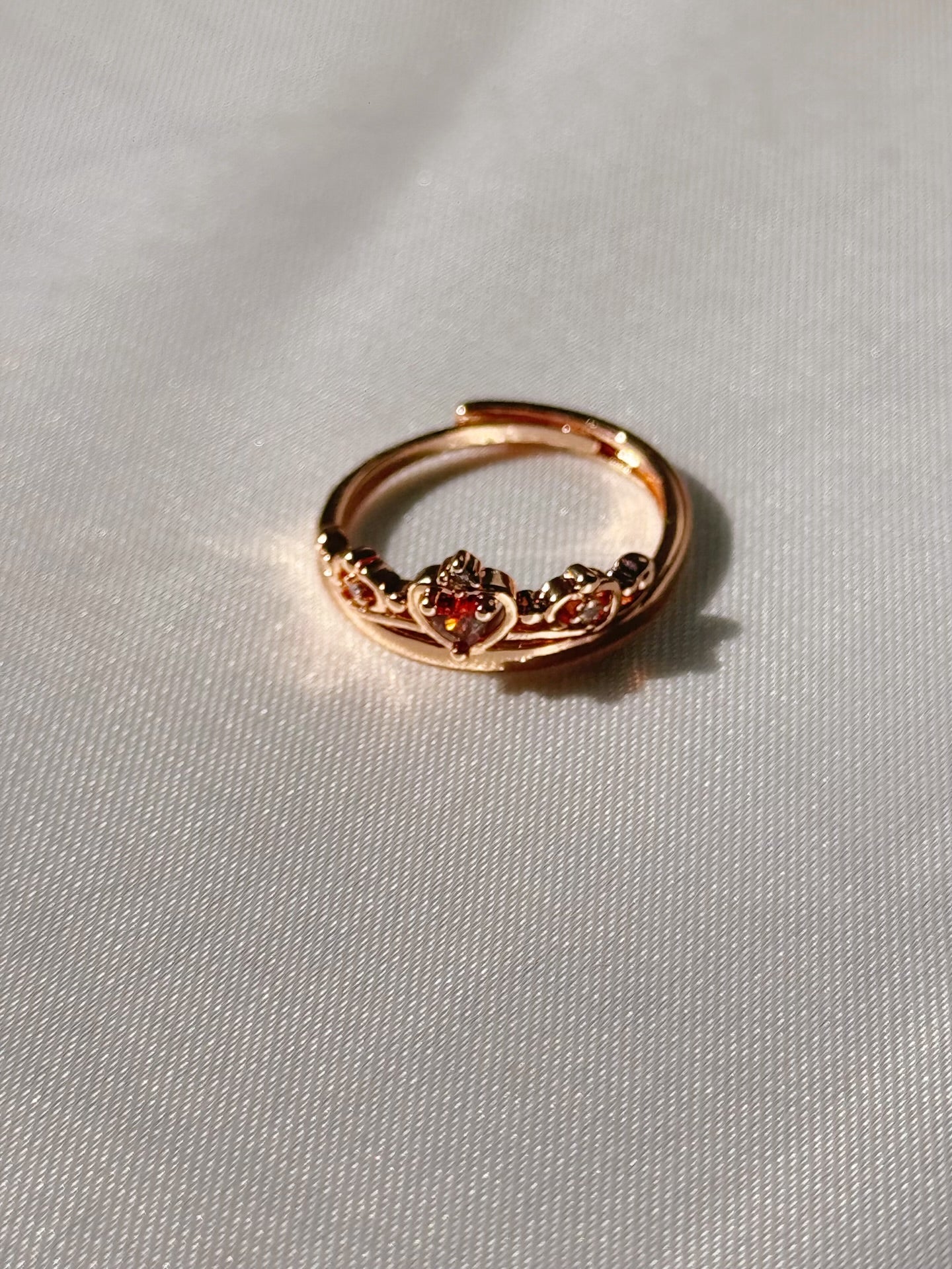 Snow White Inspired Red Garnet Apple Adjustable Ring