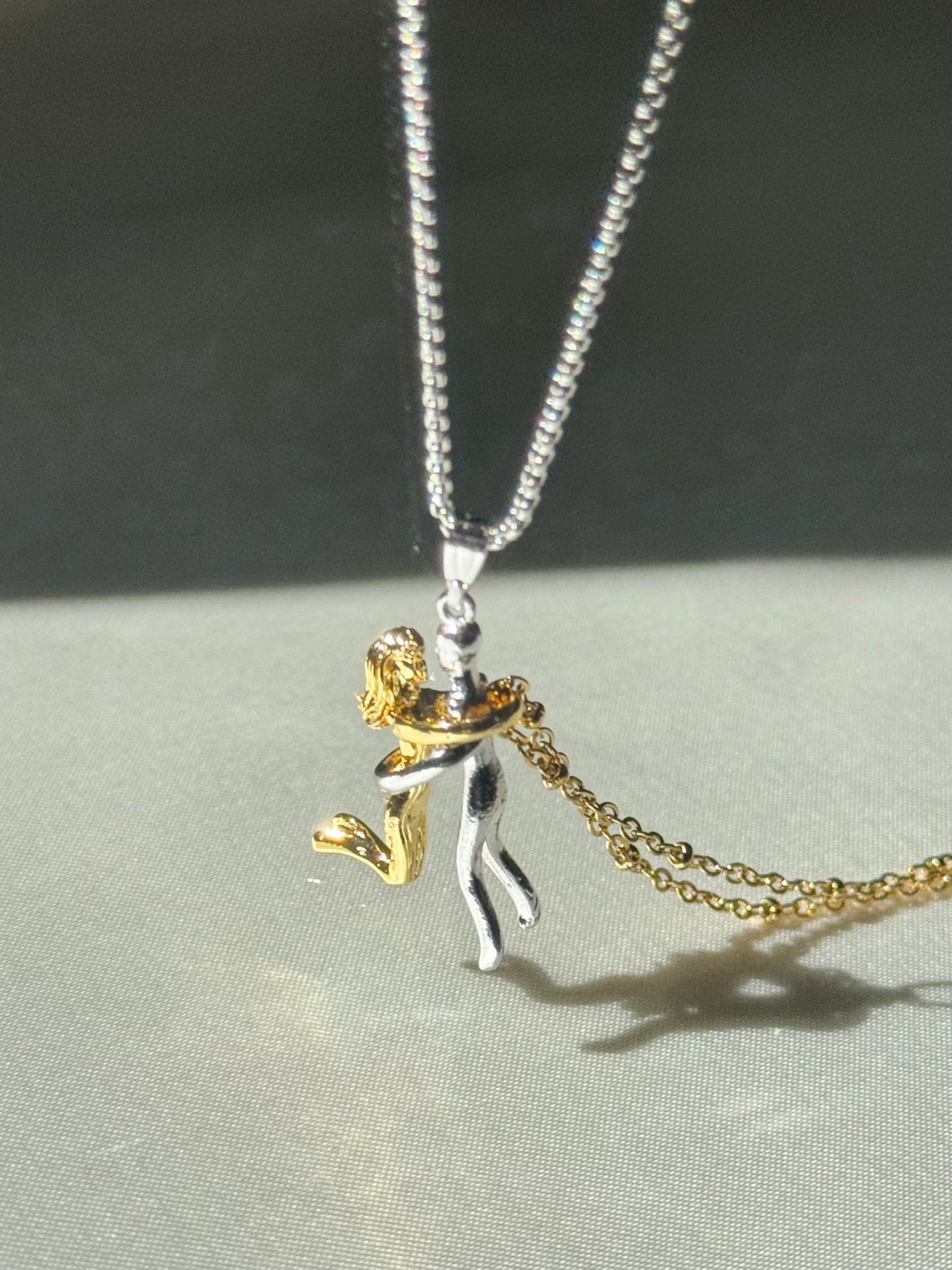 Couple Matching Stainless Steel Hug Me Necklace