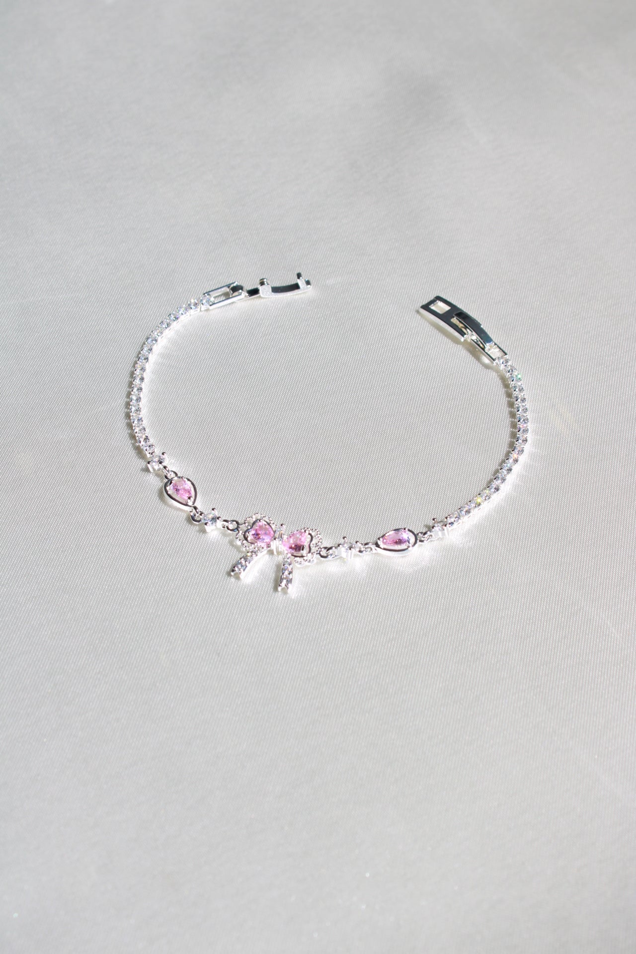 Sugar Pink Tennis Bow Bracelet