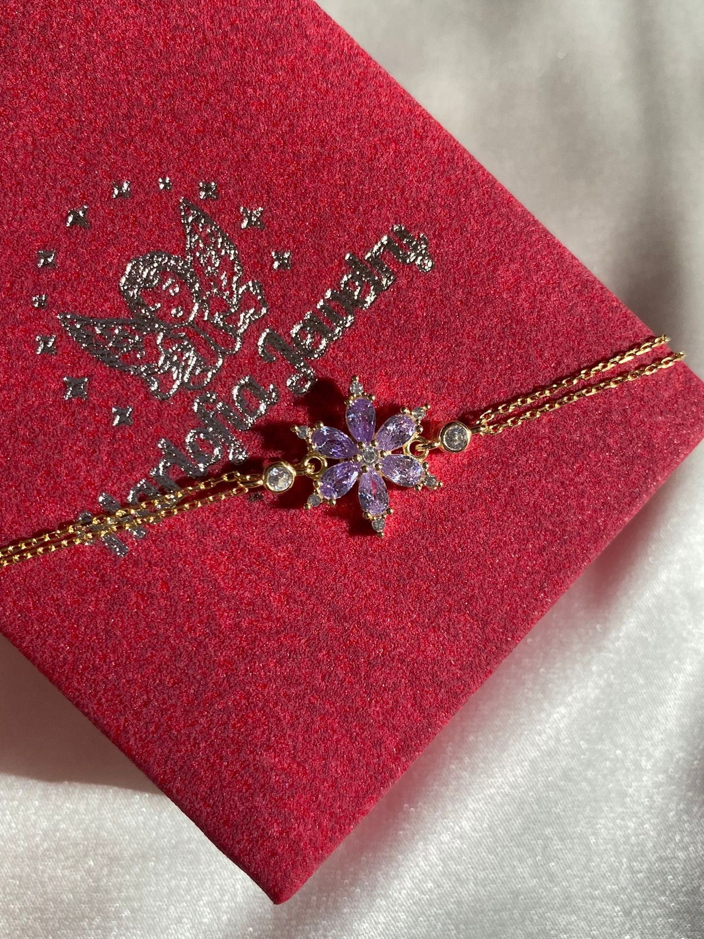 سوار زهرة الميلاد من الفضة الاسترلينية عيار 925، زهرة حجر الميلاد، سوار زهرة شهر الميلاد، سوار زهرة ولادة سبتمبر، مجوهرات زهرية