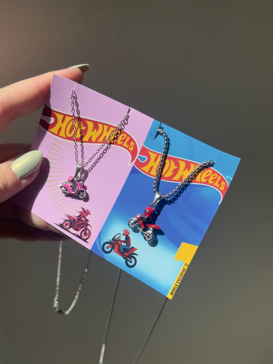 Hot Wheels Motorcycle Couple Necklaces