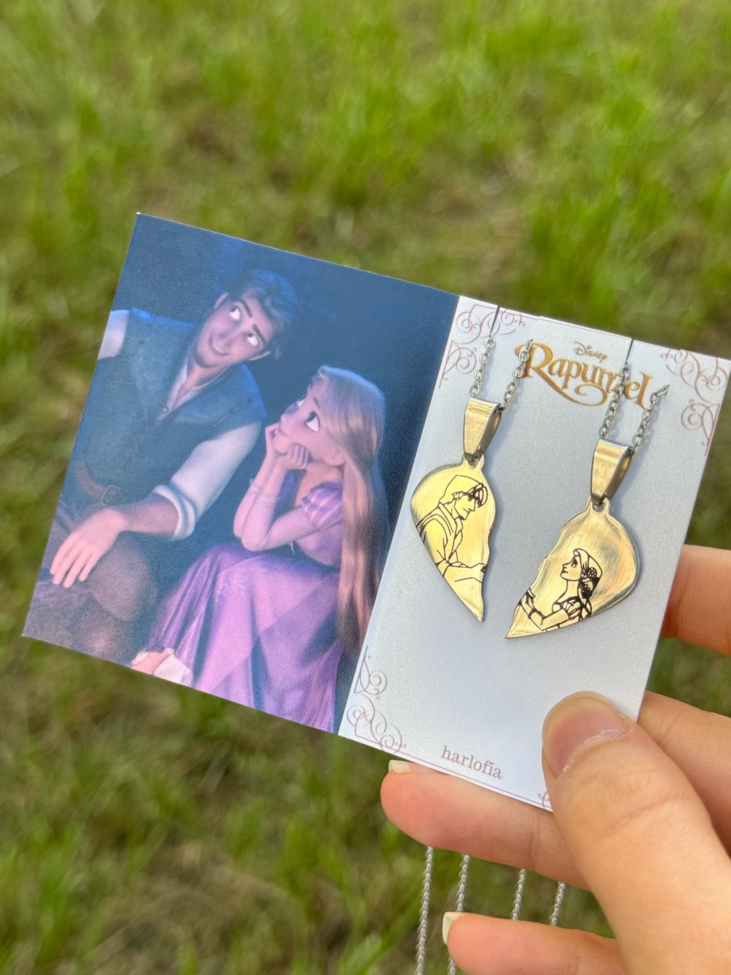 Stainless Steel Rapunzel & Flynn Matching Necklaces Set