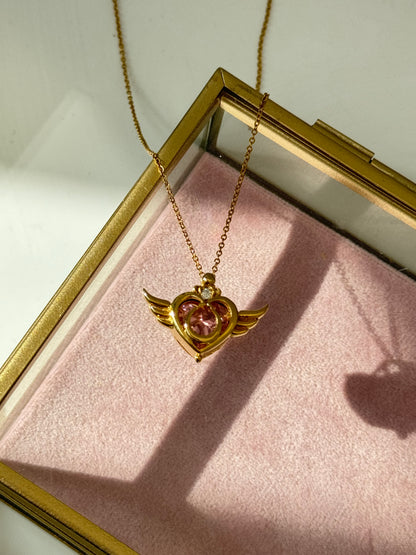 Sailor Moon Inspired Winged Crystal Neo Queen Heart Necklace