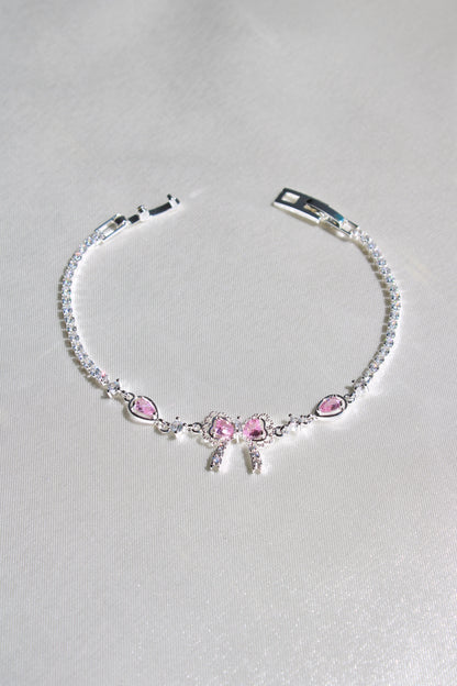 Sugar Pink Tennis Bow Bracelet