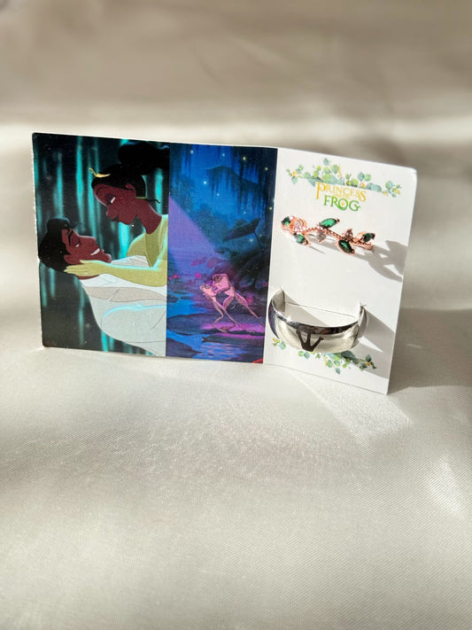 Princess and the Frog Ring Set, Princess Tiana and Prince Naveen Adjustable Couple Ring Set