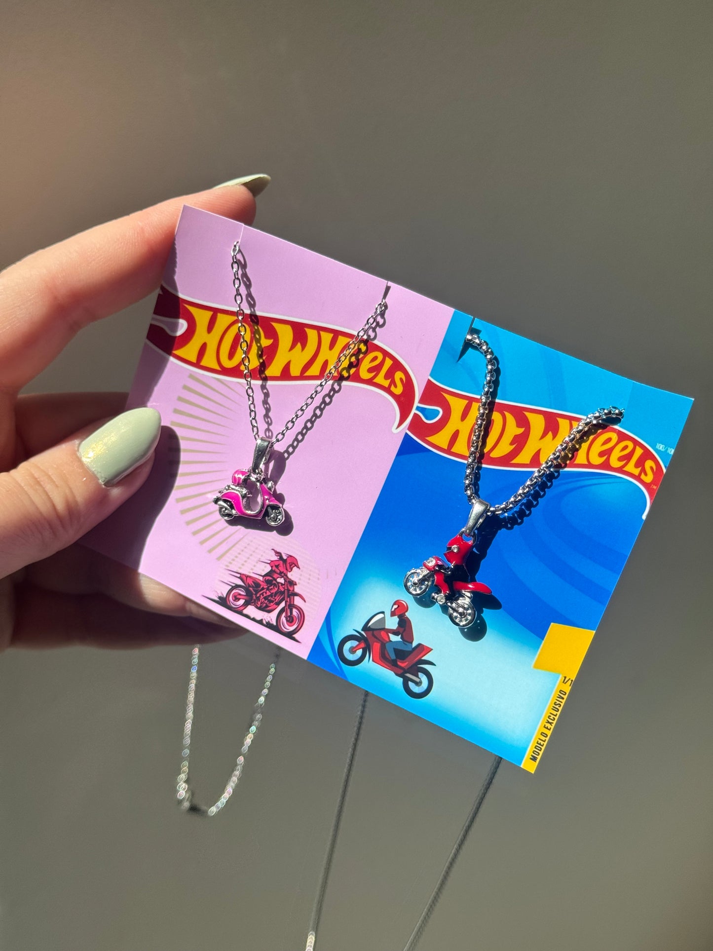 Hot Wheels Motorcycle Couple Necklaces