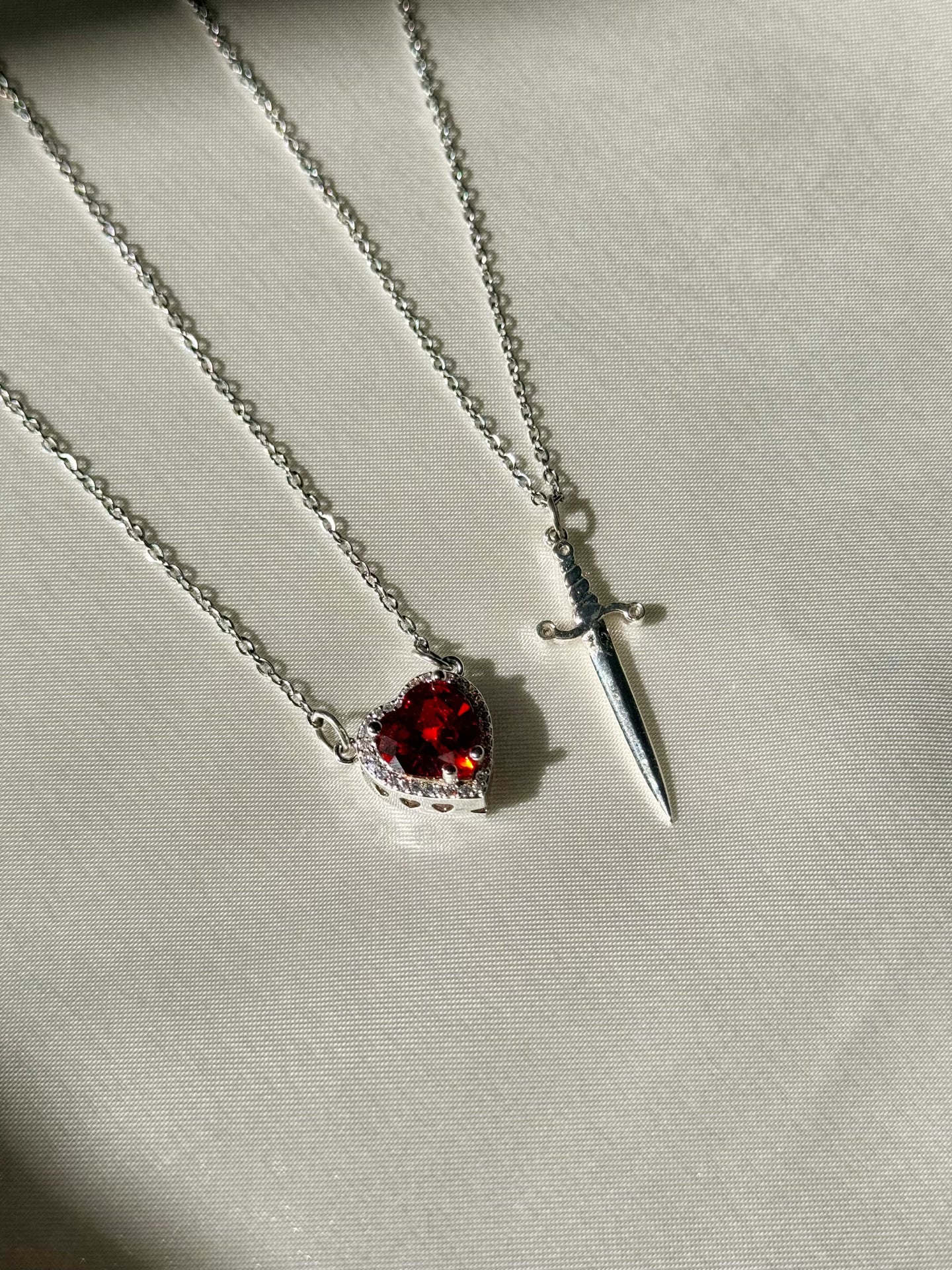 Stainless Steel You are in My Heart Necklace Set, Heart Sword Necklace