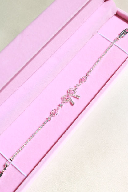 Sugar Pink Tennis Bow Bracelet