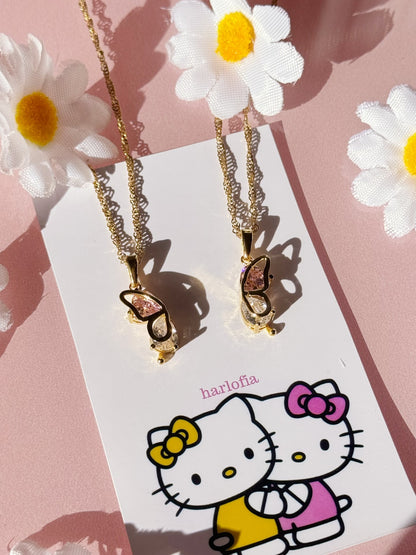 Shiny Butterfly Friendship Necklaces