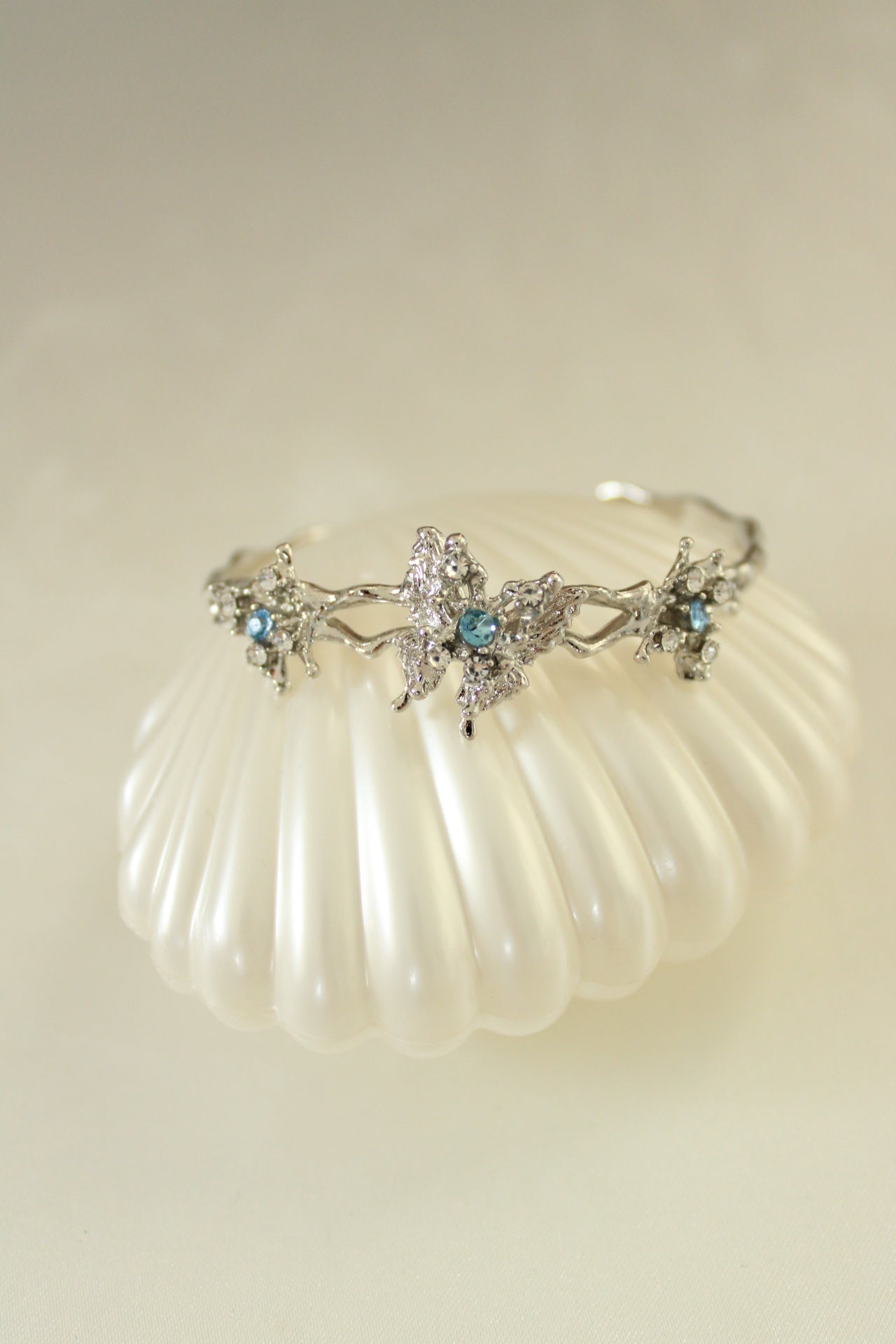 Gothic Blue Butterfly Adjustable Bangle Bracelet