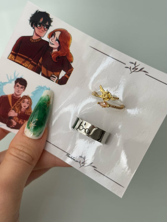 Harry Potter Inspired Golden Snitch Couple Ring