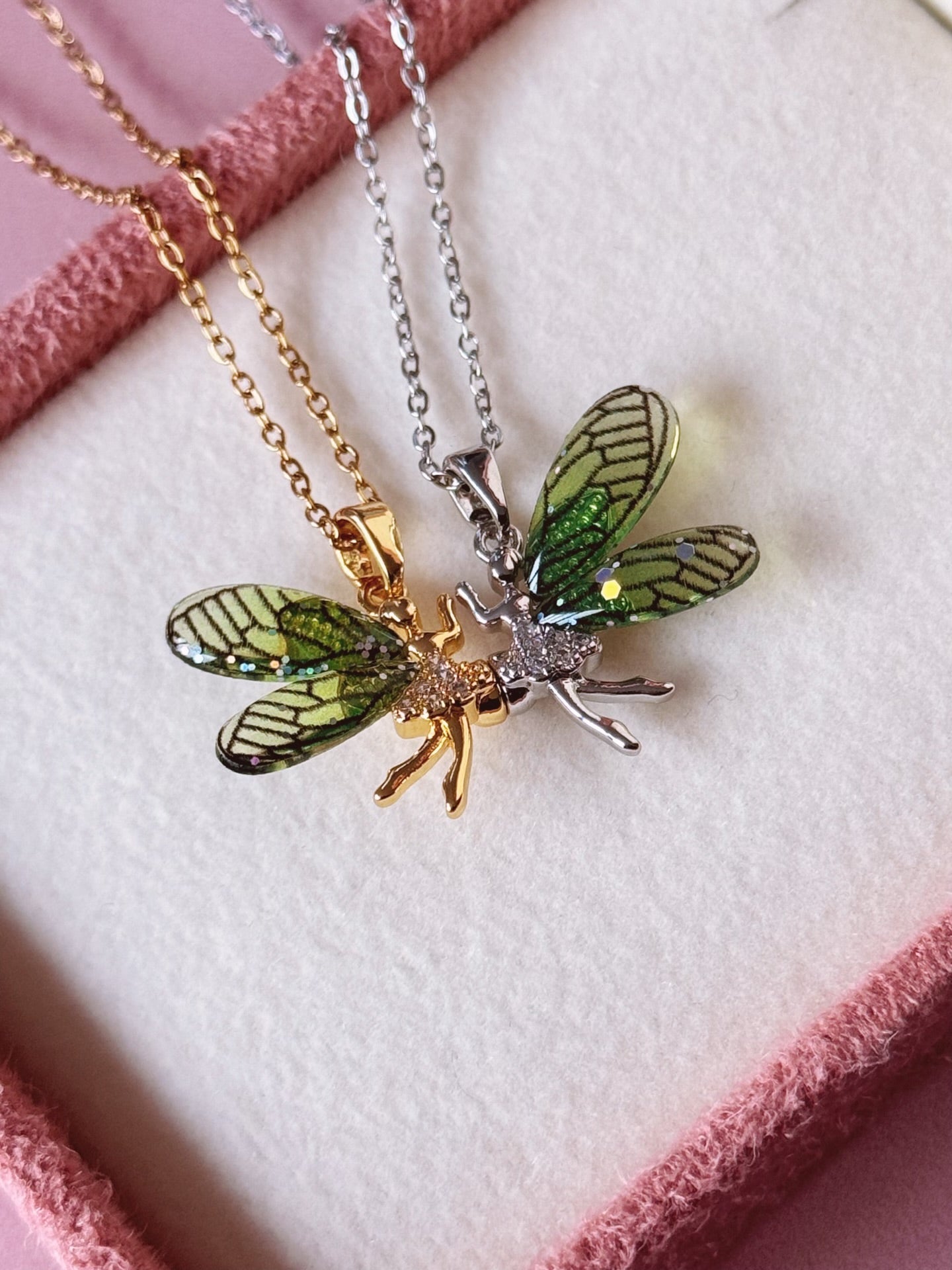 Stainless Steel Fairy Girl Best Friend Magnetic Necklace Set