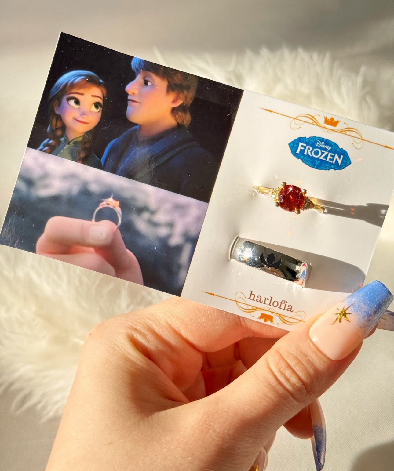 24k Gold Plated Frozen Anna & Kristoff Couple Rings