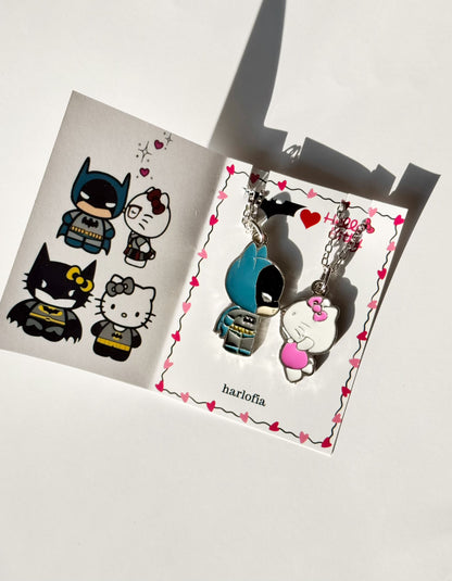 Batman & Hello Kitty Couple Necklaces