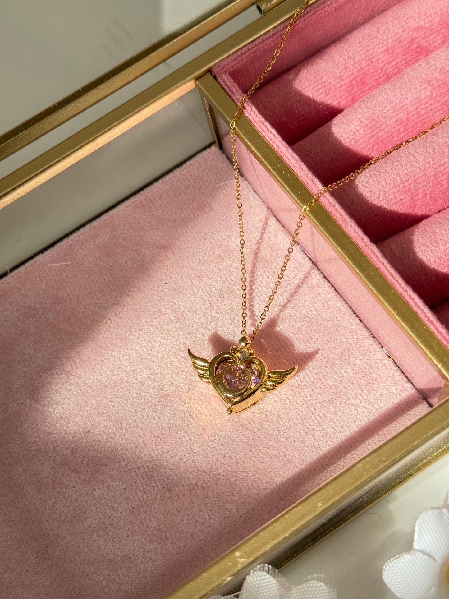 Sailor Moon Inspired Winged Crystal Neo Queen Heart Necklace