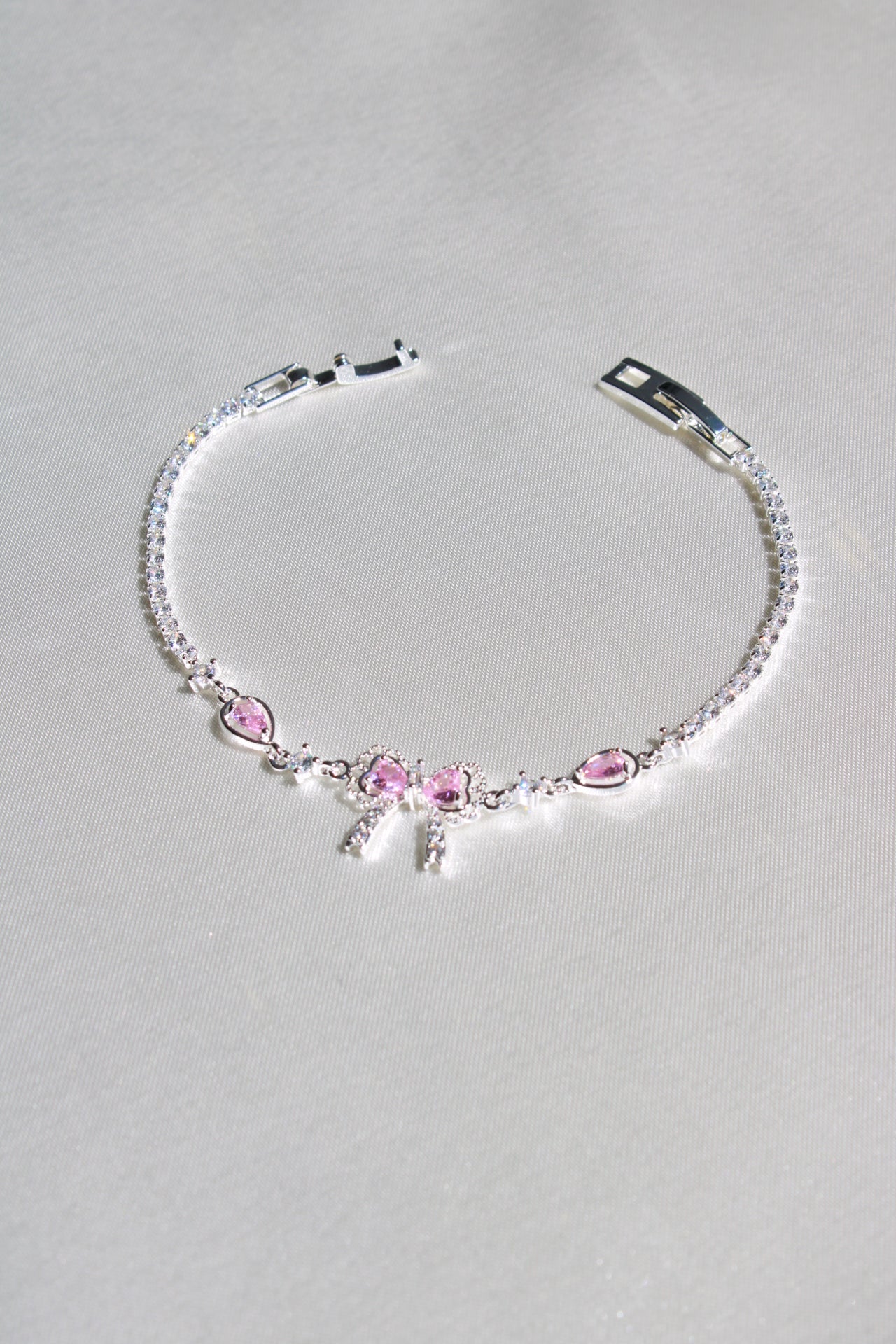 Sugar Pink Tennis Bow Bracelet