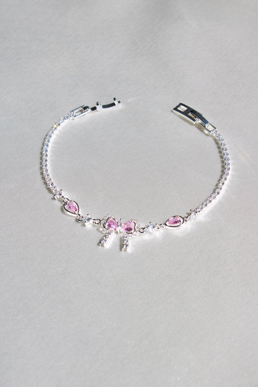 Sugar Pink Tennis Bow Bracelet