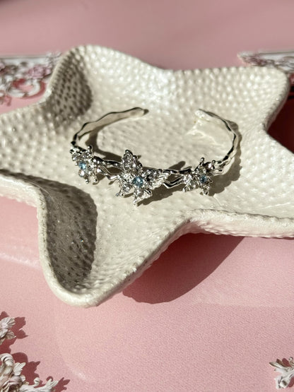 Gothic Blue Butterfly Adjustable Bangle Bracelet