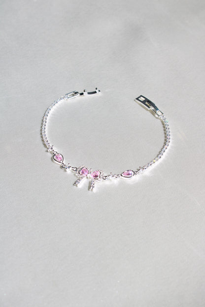 Sugar Pink Tennis Bow Bracelet