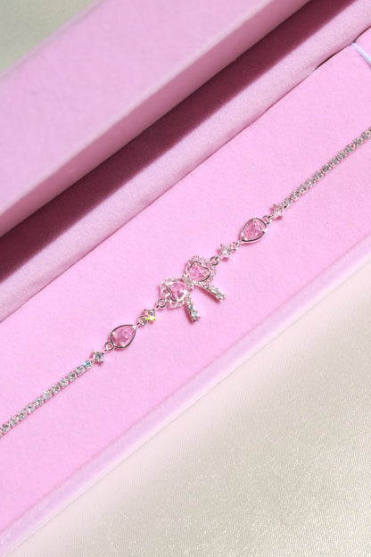Sugar Pink Tennis Bow Bracelet