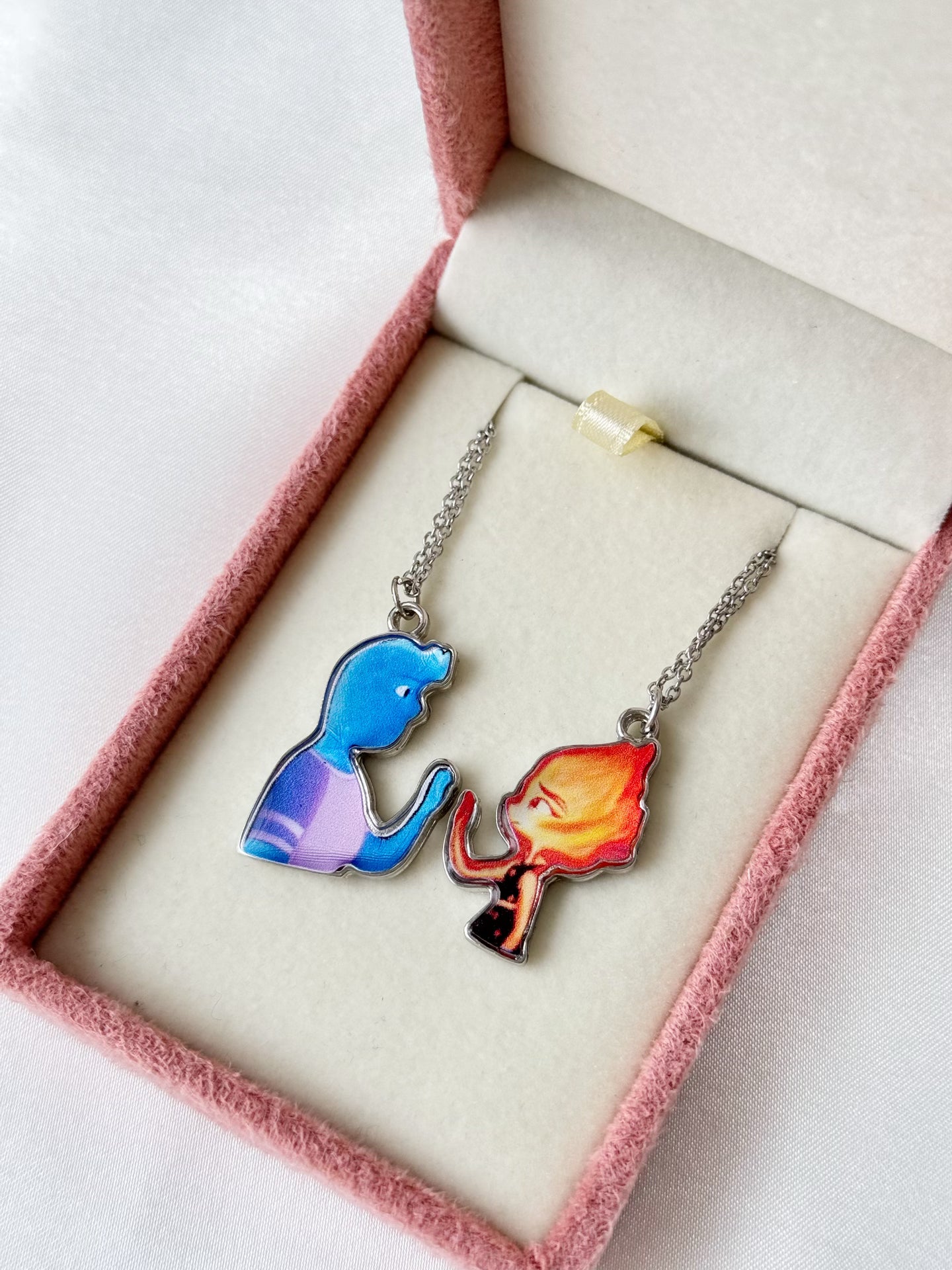 Stainless Steel Fire and Water Couple Necklaces