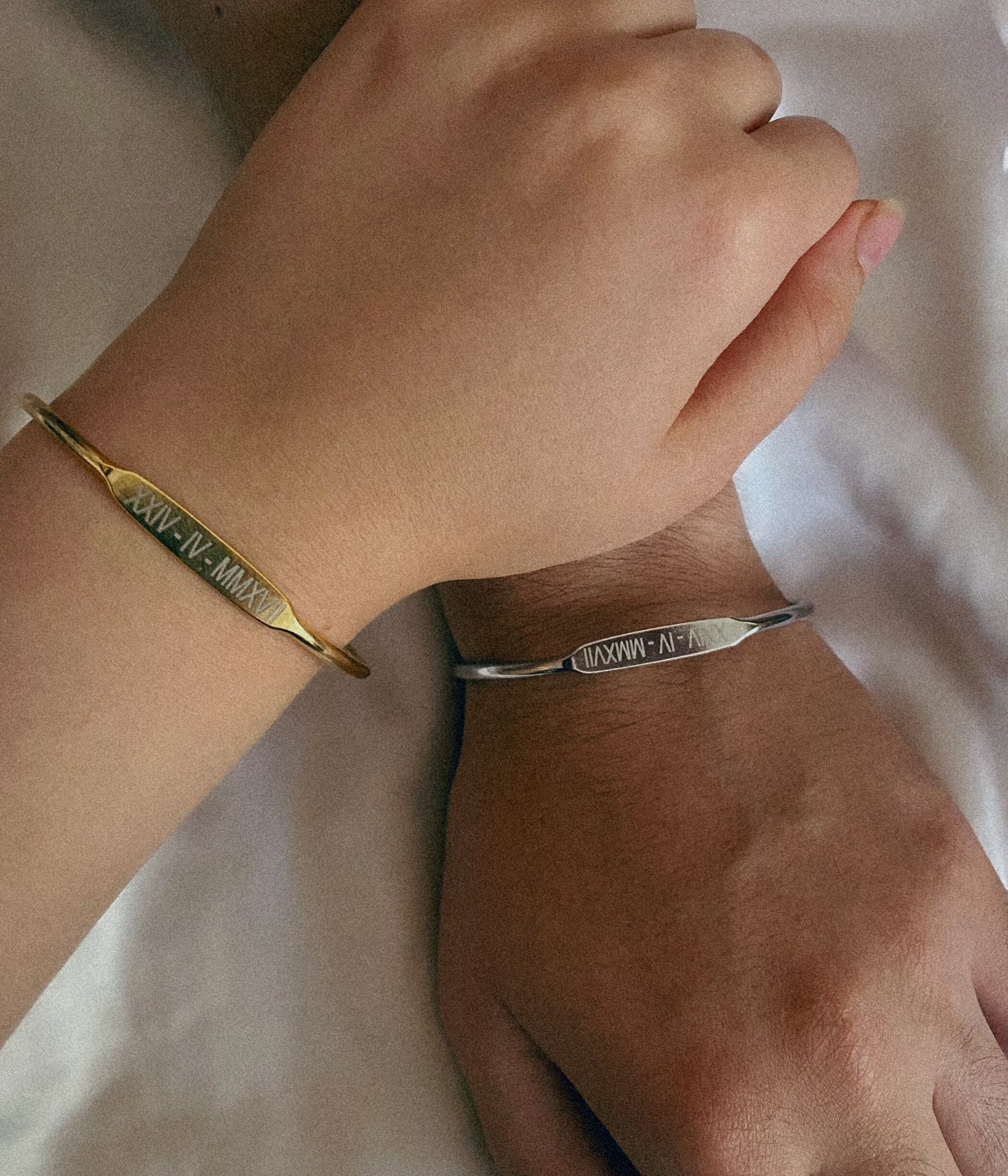 Roman Numeral Couples Bracelets, Custom Gold-Silver Roman Numeral Bracelet, Engagement Date Gift, Couple Bracelet for 2