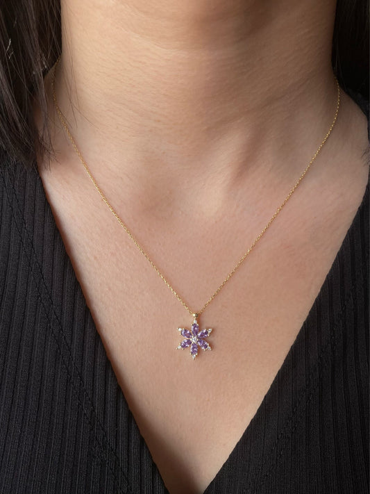 925 Birth Month Flower Aster Necklace, Birthstone Flower, Aster Flower Charm, September Birth Flower, Flower Ideas, Necklace For Flower Girl