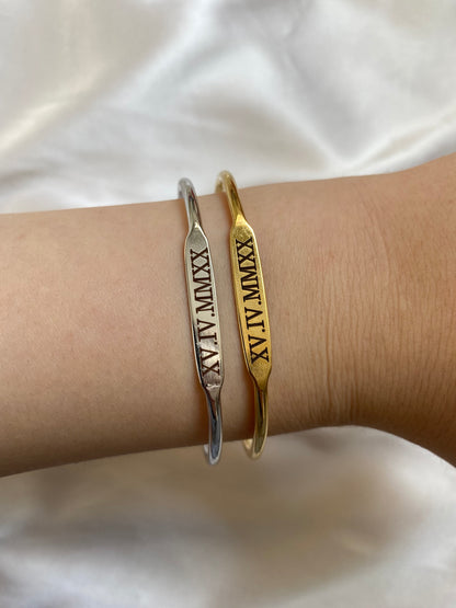 Roman Numeral Couples Bracelets, Custom Gold-Silver Roman Numeral Bracelet, Engagement Date Gift, Couple Bracelet for 2