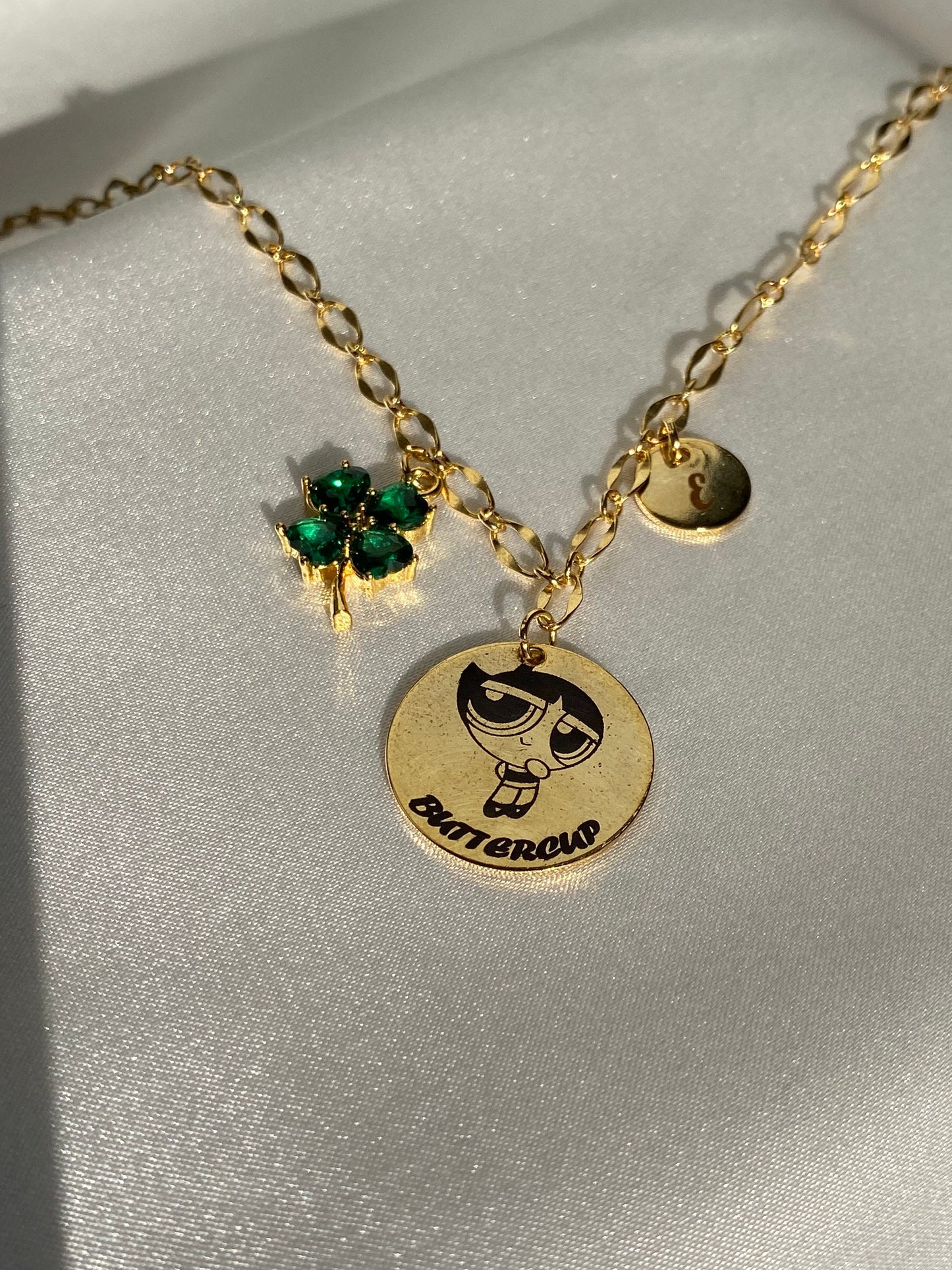 24k Gold Plated Powerpuff Girls BFF Necklace, Bubbles Buttercup Blossom Necklace, Customize Friendship , Personalized Friend Gift Jewelry