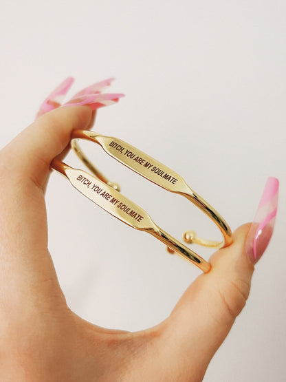 Bitch, You Are My Soulmate Euphoria Bangle Bracelet , 2pcs Best Friend Bracelet, BFF Friendship Bracelet, Euphoria Friendship Bracelet