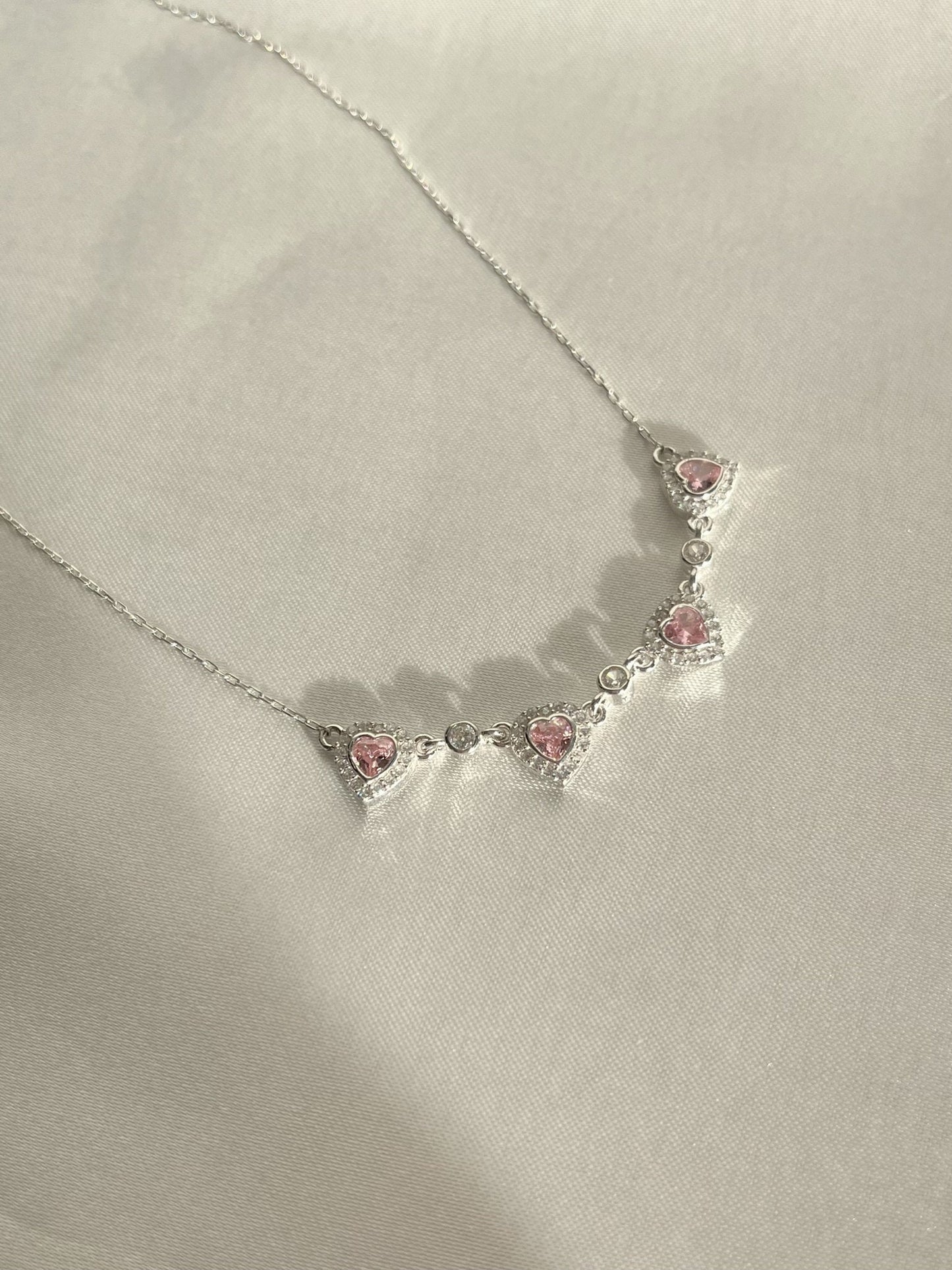 Collier en argent sterling 925 avec cœur rose, collier glamour, joli cadeau de collier