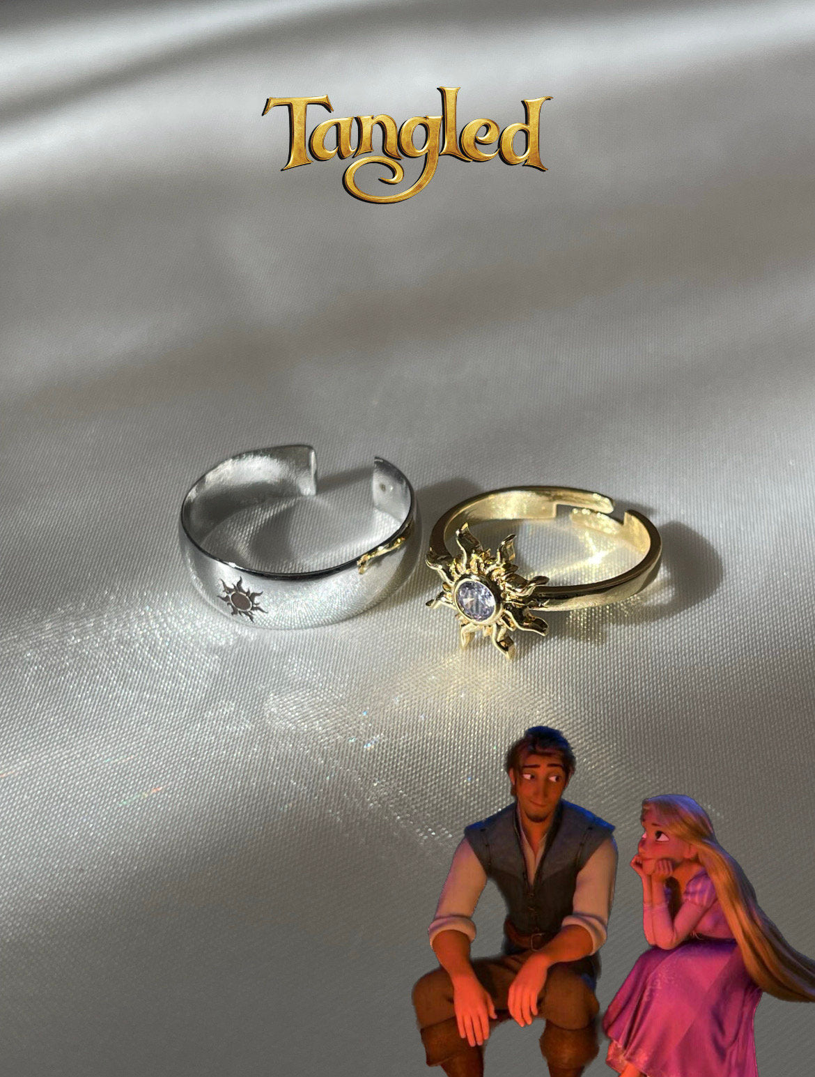 Rapunzel & Flynn Sun Couple Rings, Rapunzel and Flynn Jewelry, Couple Gift Ideas, Rapunzel Sun Rings Tangled Jewelry , Enredados Ring