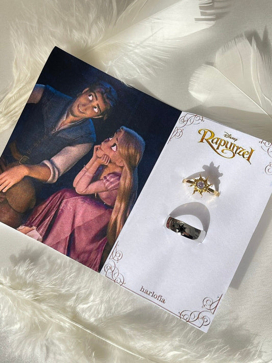 Rapunzel & Flynn Sun Couple Rings, Rapunzel and Flynn Jewelry, Couple Gift Ideas, Rapunzel Sun Rings Tangled Jewelry , Enredados Ring