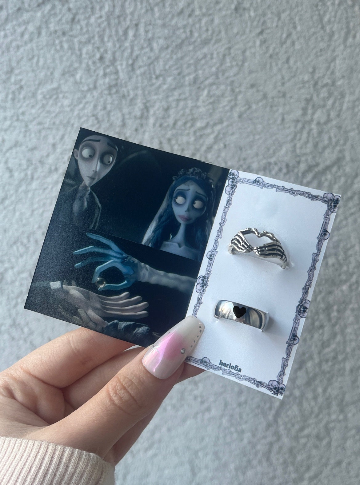 Bagues de couple Corpse Bride Victor et Emily, bagues Corpse Bride, bagues assorties, bague de couple d'os, couple de mariées mortes