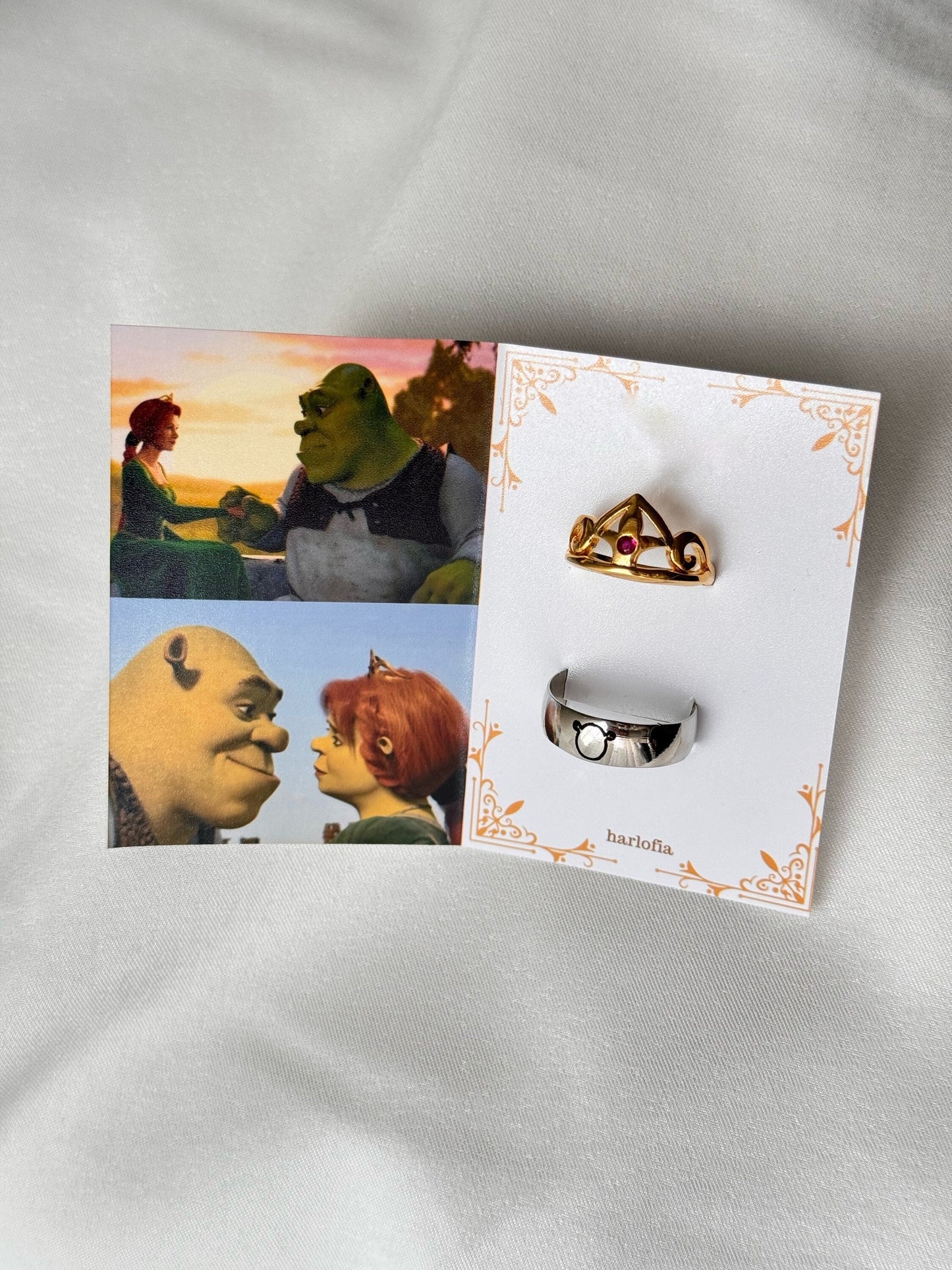 Shrek Inspired Princess Fiona Crown and Shrek Couple Rings by Harlofia, Shrek Fiona Couple Rings, Valentines Day Gift